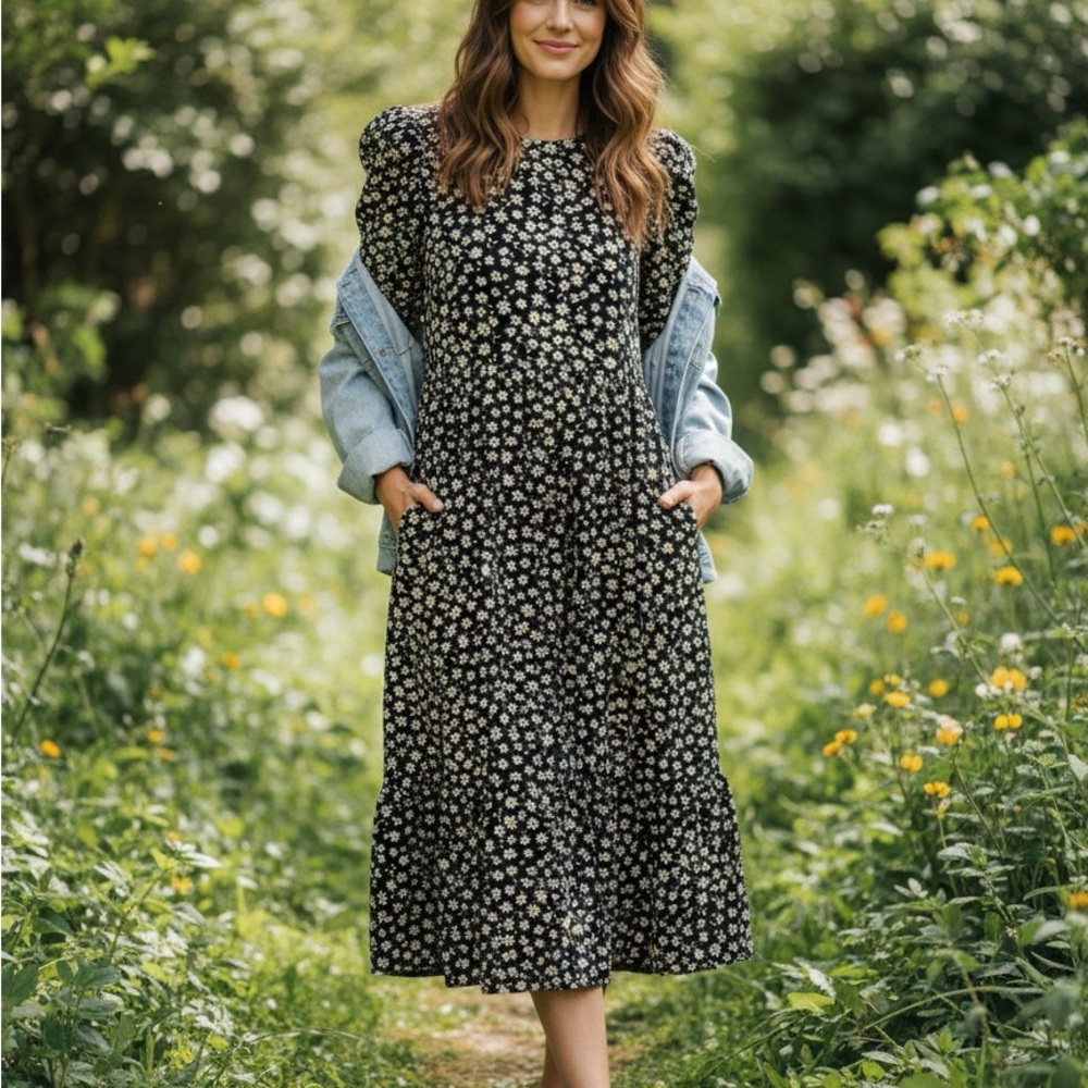 Floral Black Dress